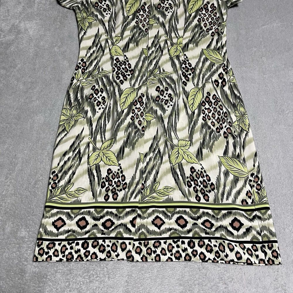 Vintage Kathie Lee Dress‎ Womens 10 Green Leaf Shift Short Sleeve 90s Y2K Beach - Picture 8 of 9